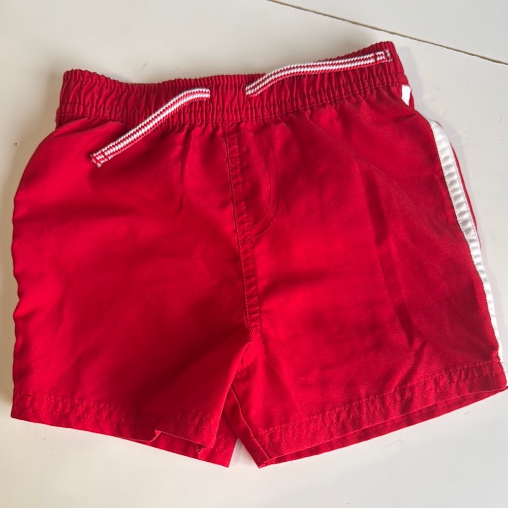 Vibrant Red Athletic Shorts with Elastic Waistband
